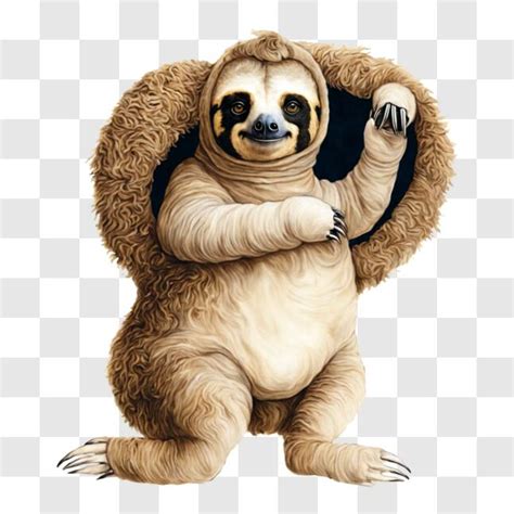 Download Adorable Sloth in Fur Coat PNG Online - Creative Fabrica