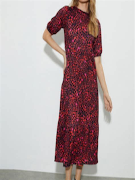 Buy Dorothy Perkins Heart Print Puff Sleeves Tiered A Line Midi Dress