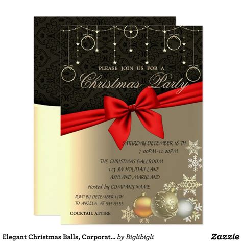 Elegant Christmas Balls, Corporate Christmas Party Invitation | Zazzle ...