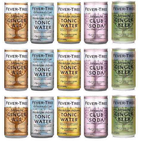 Fever Tree Tonic Water Premium Sparkling 5 Flavor Variety Pack No Artificial Sweeteners