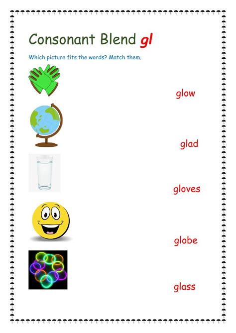 Consonant Blend Gl Worksheet