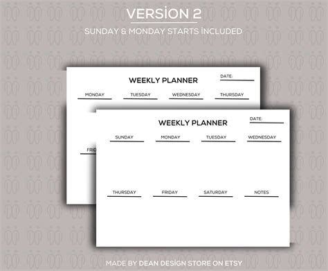 Weekly Planner Printable Landscape Minimalist Weekly Schedule Week At