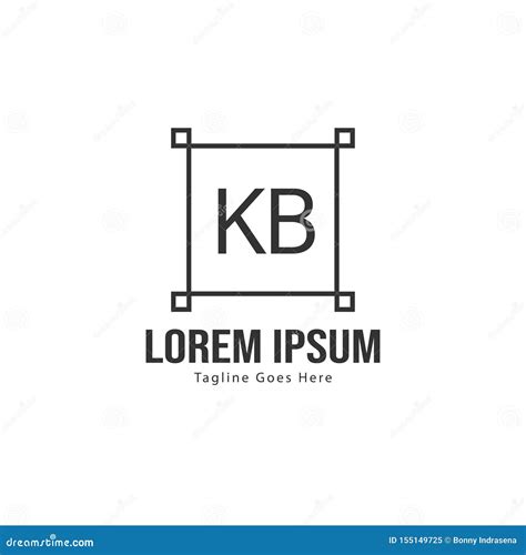 Initial KB Logo Template With Modern Frame Minimalist KB Letter Logo