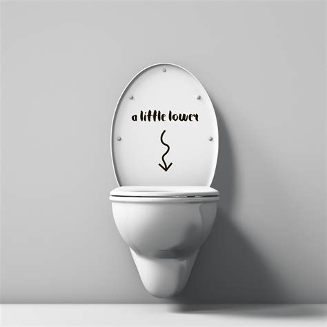 Toilet Vinyl Decal Sign A Little Lower With Arrow Funny Lid Sticker For