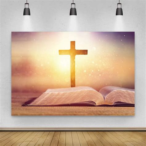 Buy Leowefowa Holy Crucifix Opened Bible Book Backdrop 10x6 5ft