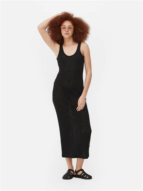 Womens Black Crochet Midi Dress Primark