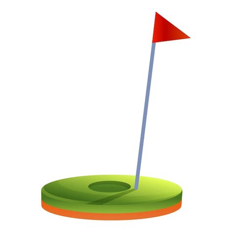 Icono De Agujero De Bandera De Golf Caricatura De Icono De Vector De