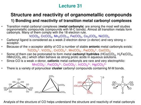 Ppt Lecture Structure And Reactivity Of Organometallic Compounds