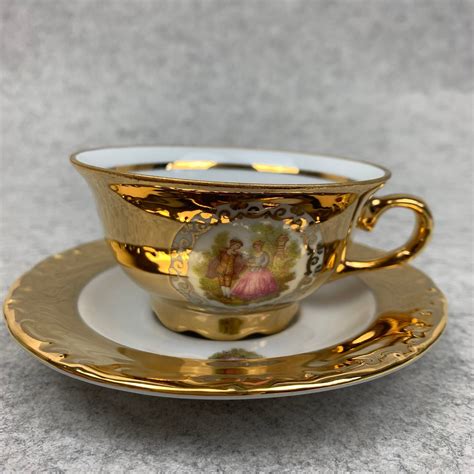 Hk Bavaria Germany Handarbeit Karat Gold Tea Set Teacup And Saucer