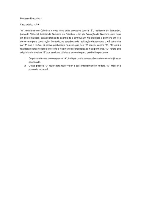 Caso Pr Tico N Caso Pr Tico Processo Executivo I Caso Pr Tico N