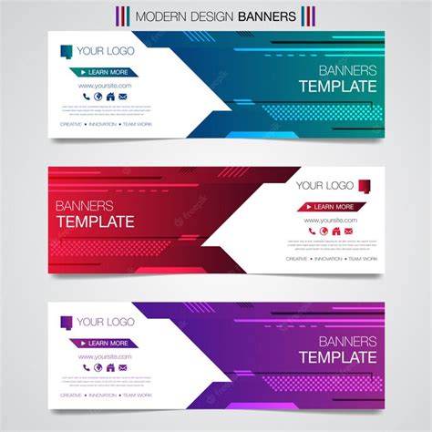 Premium Vector Abstract Horizontal Business Banner Geometric Shapes