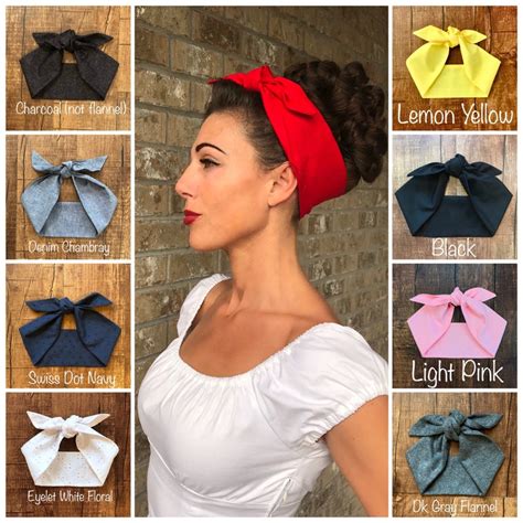 Solid Color Miranda Retro Hair Wrap Wide Self Tie Head Scarf Etsy