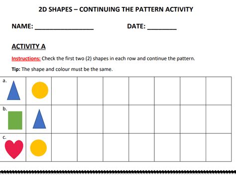 2d Shapes Patterns Activity Teaching Resources