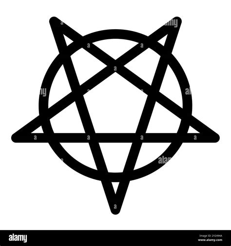 Inverted Pentagram Circumscribed By A Circle Five Pointed Star Sign