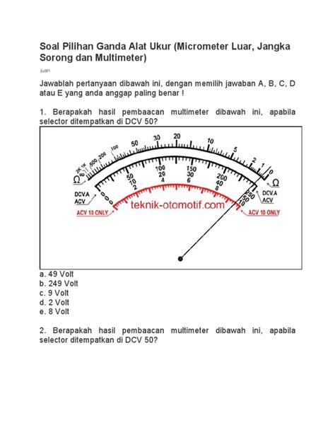 Soal Pilihan Ganda Alat Ukur Pdf