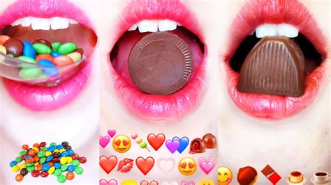 Asmr 5 Minutes For Sleep All Chocolate🍫 Emoji Food Challenge🤩