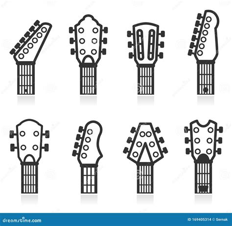 Vector Guitar Headstock Icons Set Stock Vector Illustration Of Concert Bass 169405314