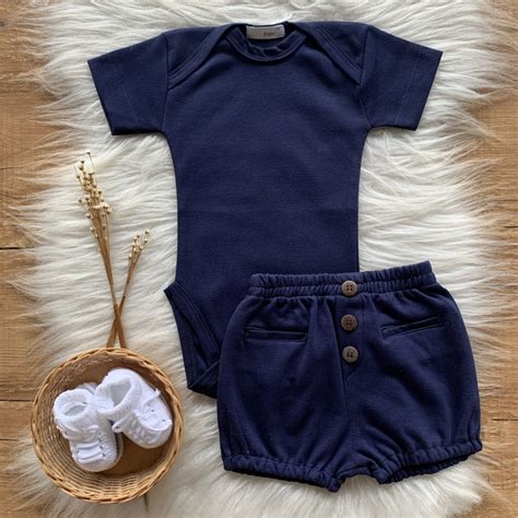 Conjunto Bebe Short E Body Em Algod O Pima Profundo Safine Baby