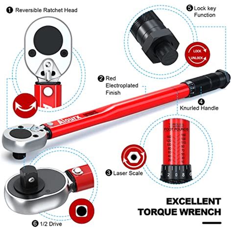 Snapklik Aiourx 1 2 Inch Drive Click Torque Wrench Set 8 168 Ft Lb