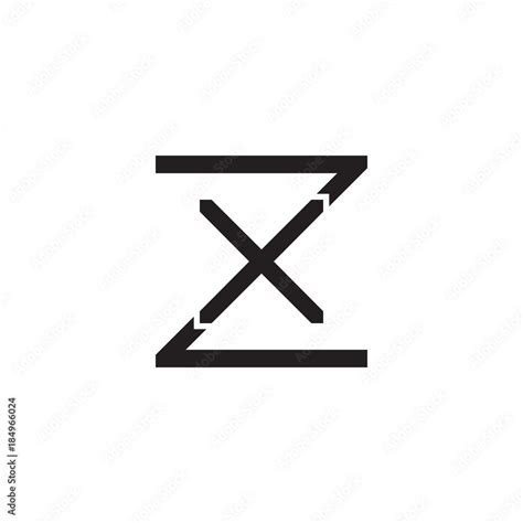 Initial Letter Z And X Zx Xz Overlapping X Inside Z Line Art Logo Black Monogram Color