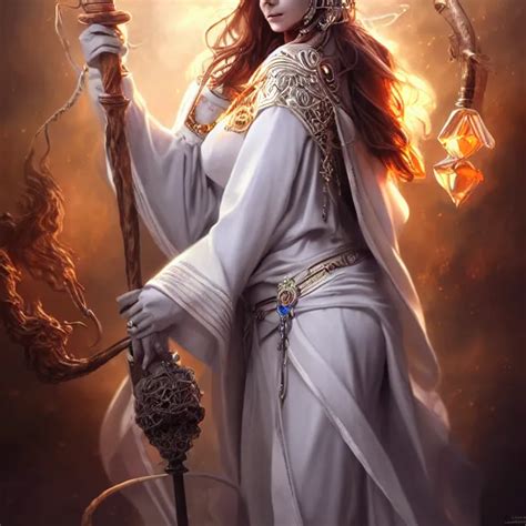 Beautiful Elemental Air Witch With Ornate White Robes Stable Diffusion