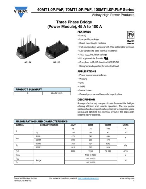 Mt P Pbf Datasheet Pdf Vishay