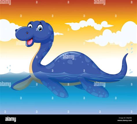 Funny Dinosaur Cartoon Swimming With Sea Life Background Stock Vector Image And Art Alamy