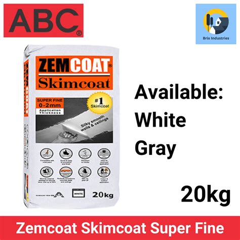 Abc Zemcoat Skimcoat Super Fine 20kg Gray Or White Shopee Philippines