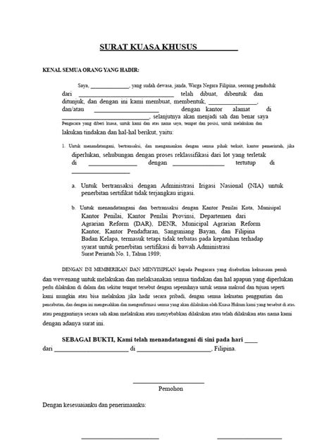 Surat Kuasa Khusus | PDF