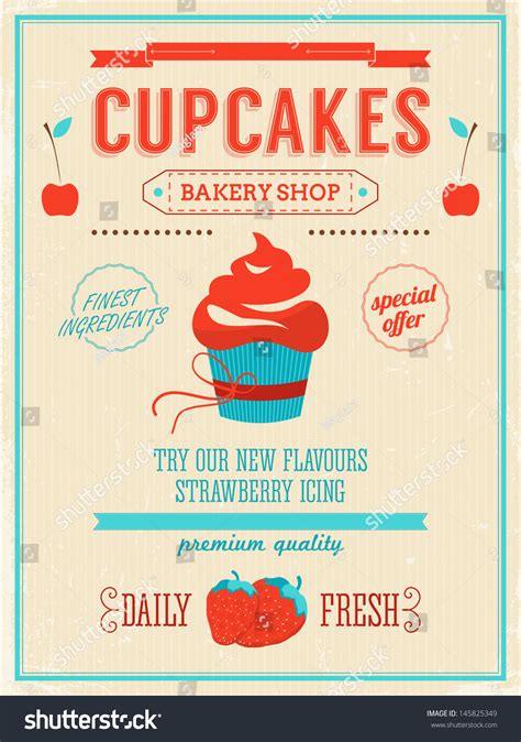 Stock Vektor Cupcake Bakery Shop Poster Vector Illustration Bez