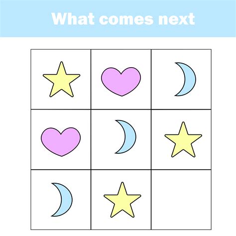 What comes next educational children game. Kids activity sheet