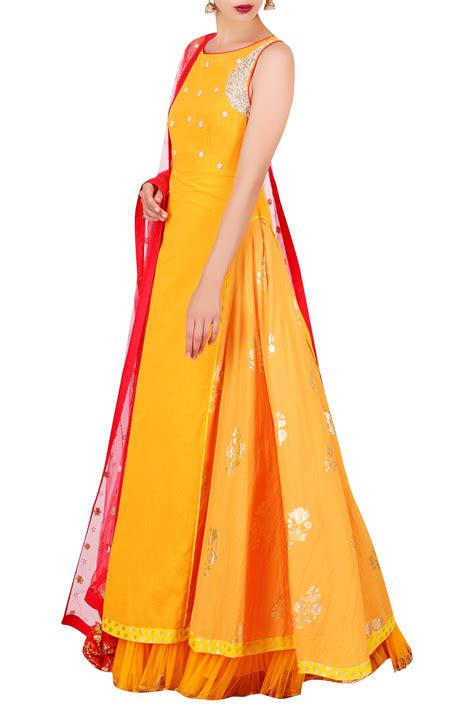 Buy Nikasha Yellow Cotton Embellished Anarkali Set Online Aza Fashions