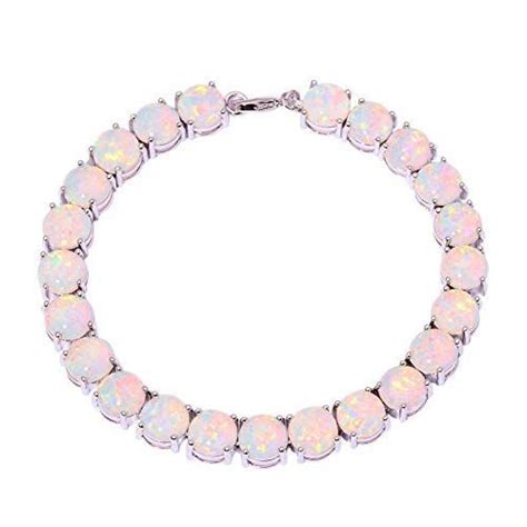 CiNily Rhodium Plated White Fire Opal Women S Bracelet