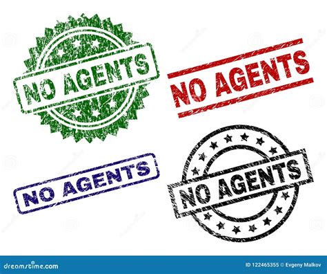 Scratched Textured NO AGENTS Seal Stamps Stock Vector Illustration Of