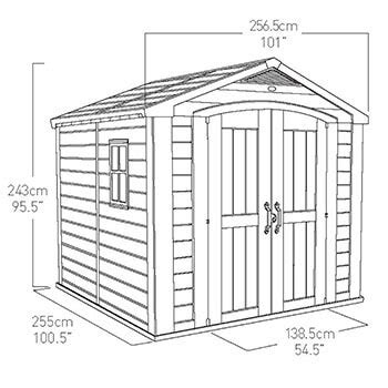 Keter Factor Outdoor Apex Garden Storage Shed 8 X 8 Feet Beige