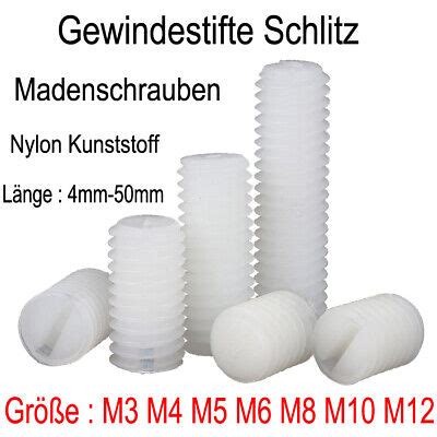 Gewindestifte Schlitz Din Nylon Kunststoff M M M M M M M