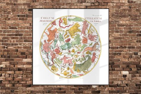 Elegancka Mapa Nieba Retro Plakat Vintage Astronomia X Dodoprint