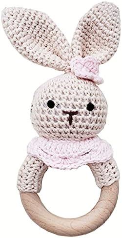 Amazon Wooden Baby Rattle Toy Deluxe Handcrafted Wooden Bunny