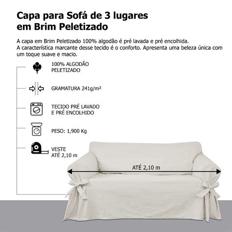 Kit 2 Capas Para Sofá De 2 E 3 Lugares Em Brim Peletizado