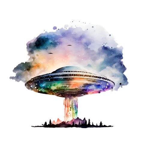 UFO Science Fiction Watercolor Clipart 23828820 PNG