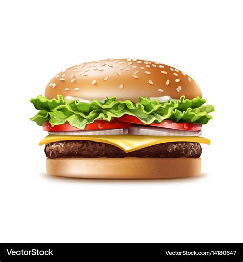 Realistic hamburger fast food Royalty Free Vector Image