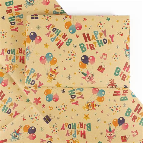 4 Blatt 50x70cm Geschenkpapier Geburtstag Kraftpapier Happy Birthday