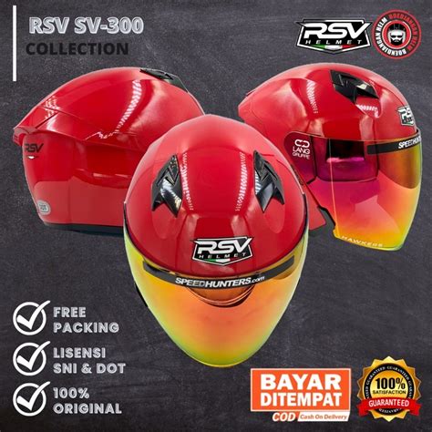 Jual RSV HELM SV300 RED GLOSSY SOLID RSV SV300 HALF FACE HELM RSV