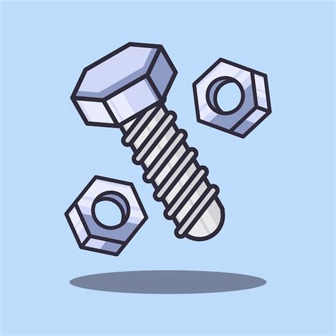 Premium Vector Metal Bolt And Nuts Cartoon Vector Illustration