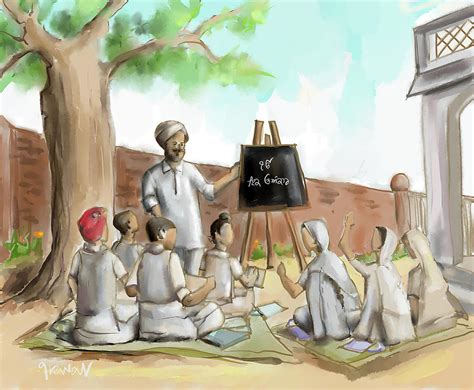 Punjabi village school Painting by Sukhpal Grewal - Pixels