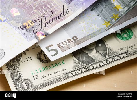 Pound Sterling Euro And Dollar Money Stock Photo Alamy