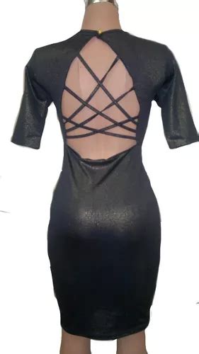 Sexy Vestido Moderno Brilloso Espalda Descubierta Fiesta Ac Meses Sin