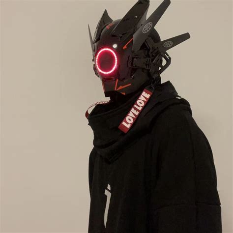 Cyberpunk Mask LED Personalized Face Cosplay mask SCI-FI Helmet Party Toys Techwear mask ...