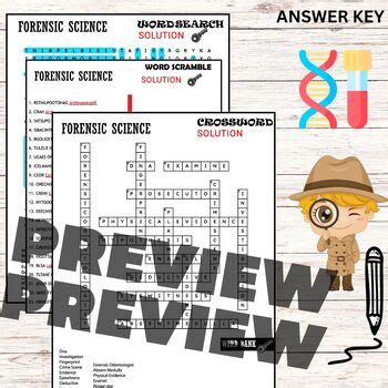 Forensic Science Worksheets Activities Word Scramble Crossword Wordsearch