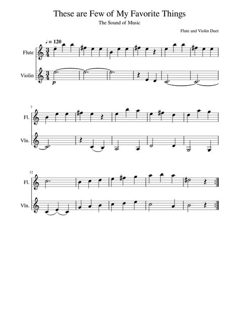 These Are Few Of My Favorite Things Flute And Violin Duet Sheet Music For Violin Flute Mixed